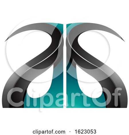 Turquoise and Black Curvy Letters a and G by cidepix