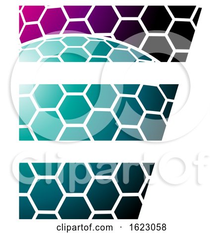 Black Turquoise and Magenta Honeycomb Pattern Letter E by cidepix