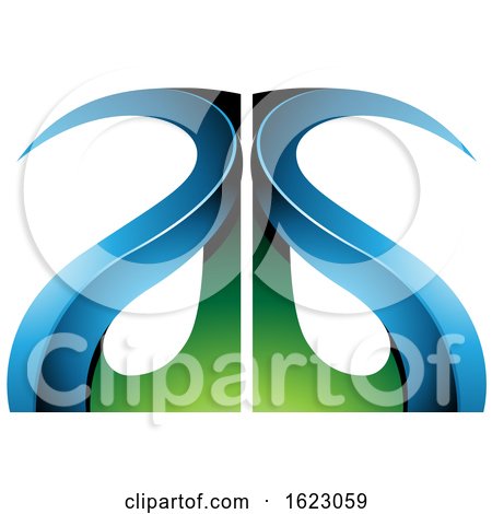 Green and Blue Curvy Letters a and G by cidepix