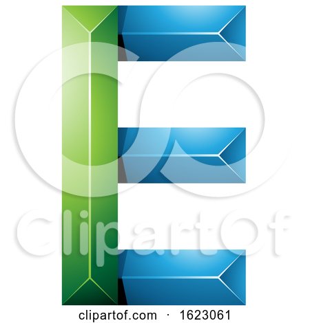 Green and Blue Geometric Letter E by cidepix