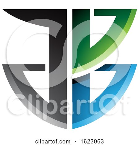 Black Blue and Green Shield like Letters a and B by cidepix