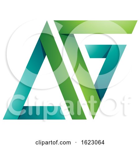 Green and Turquoise Folded Triangular Letters a and G by cidepix
