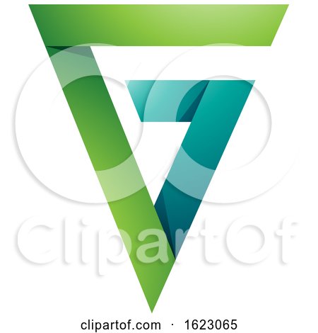 Green and Turquoise Folded Triangle Letter G by cidepix