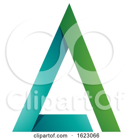 Green and Turquoise Folded Triangle Letter a by cidepix