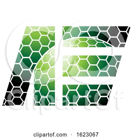Green and Black Honeycomb Patter Letters a and E by cidepix