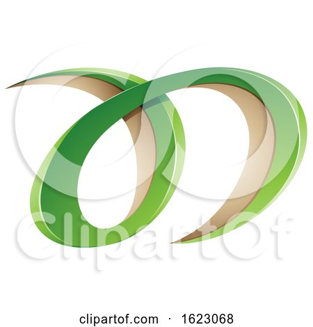 Green and Beige Curvy Letters a and D by cidepix