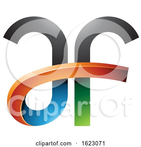 Black Orange Blue and Green Curvy Letters a and F by cidepix
