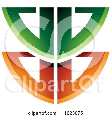 Green and Orange Shield like Letter B by cidepix