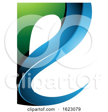Blue and Green Curvy Letter E by cidepix