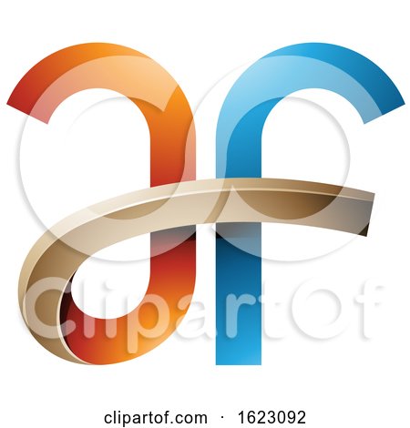 Blue and Orange Curvy Letters a and F by cidepix