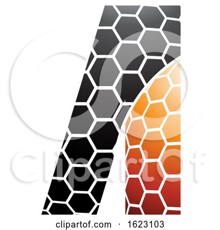 Black and Orange Honeycomb Pattern Letter a by cidepix