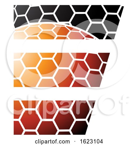 Black and Orange Honeycomb Pattern Letter E by cidepix