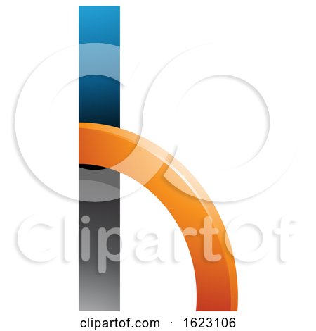Black Blue and Orange Letter H with a Quarter Circle by cidepix