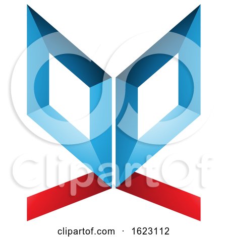 Blue and Red Butterfly like Letter E by cidepix