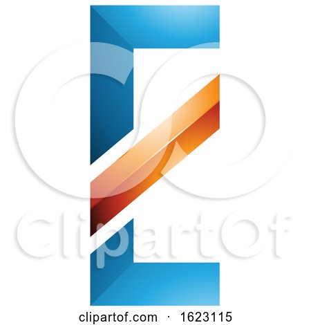 Blue and Orange Letter E with a Diagonal Line by cidepix
