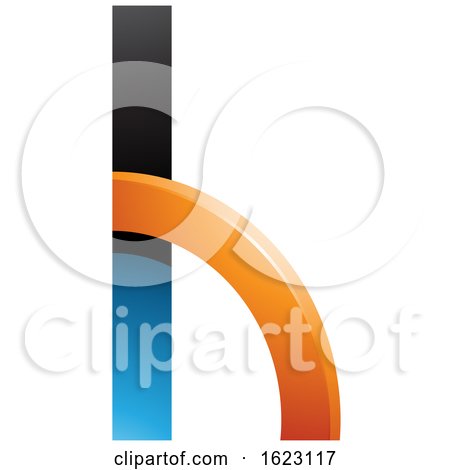 Blue and Orange Letter H with a Quarter Circle by cidepix