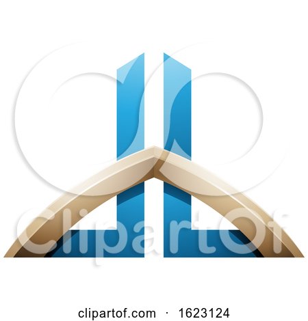 Blue and Beige Bridged Skyscraper like Letters D and B by cidepix