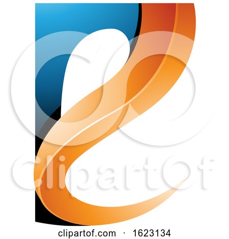 Blue and Orange Curvy Letter E by cidepix