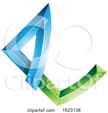 Green and Blue Letter E with Bended Joints by cidepix