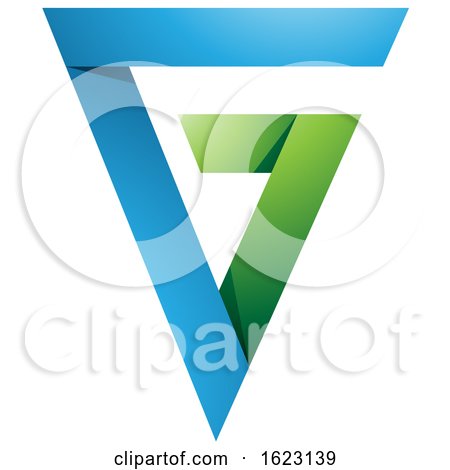 Green and Blue Folded Triangle Letter G by cidepix
