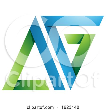Green and Blue Folded Triangular Letters a and G by cidepix