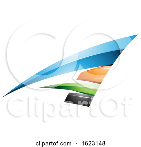 Blue Black Green and Orange Flying Letter a by cidepix