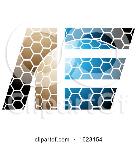 Blue Gold and Black Honeycomb Patter Letters a and E by cidepix