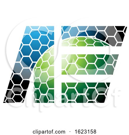 Blue Green and Black Honeycomb Patter Letters a and E by cidepix