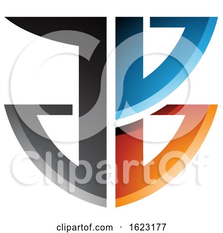 Blue Black and Orange Shield like Letters a and B by cidepix