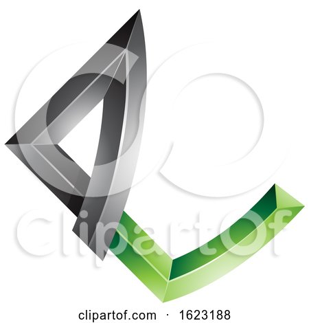 Black and Green Letter E with Bended Joints by cidepix