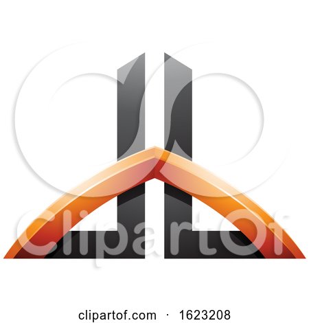 Orange and Black Bridged Skyscraper like Letters D and B by cidepix