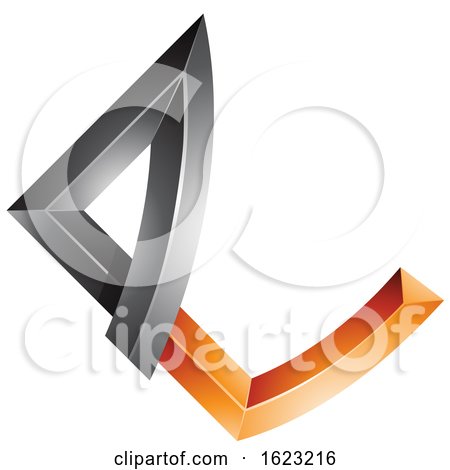 Black and Orange Letter E with Bended Joints by cidepix