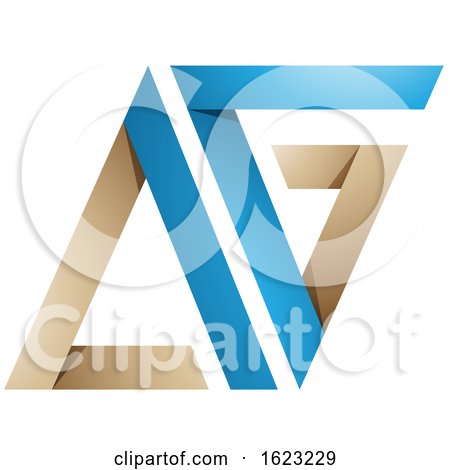 Blue and Beige Folded Triangular Letters a and G by cidepix