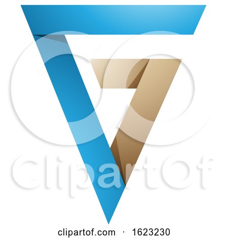 Blue and Beige Folded Triangle Letter G by cidepix