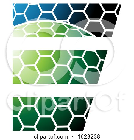 Black Green and Blue Honeycomb Pattern Letter E by cidepix