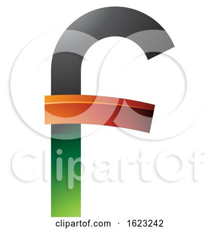 Black Orange and Green Curvy Letter F by cidepix