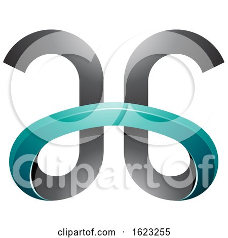 Turquoise and Black Curvy Letters a and G by cidepix