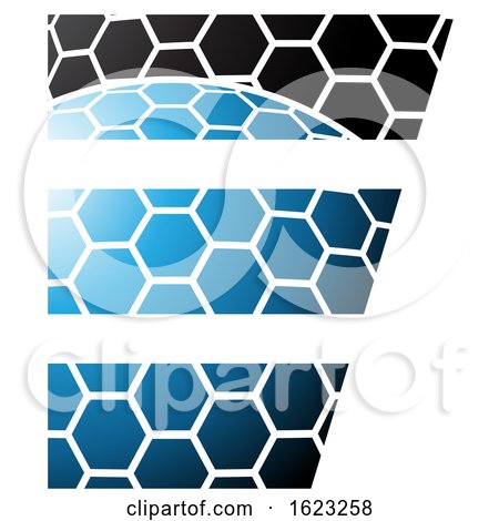 Black and Blue Honeycomb Pattern Letter E by cidepix