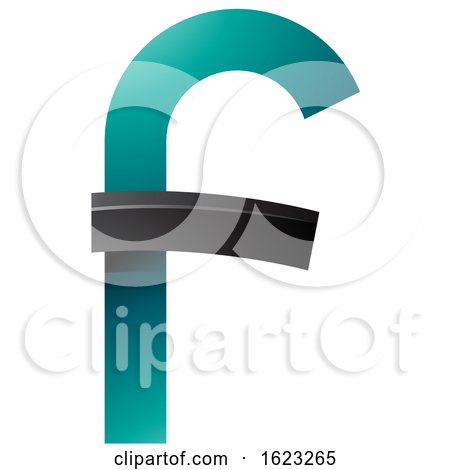 Black and Turquoise Curvy Letter F by cidepix