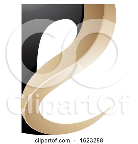 Black and Beige or Gold Curvy Letter E by cidepix