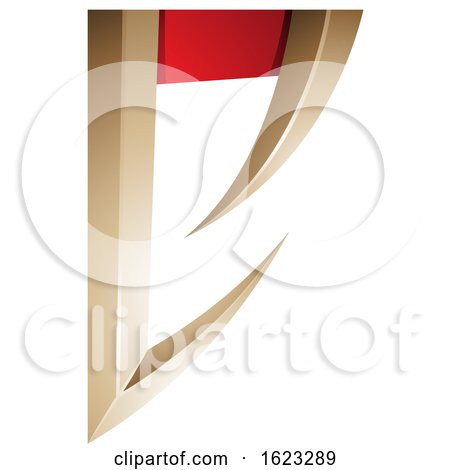 Beige or Gold and Red Arrow Shaped Letter E by cidepix