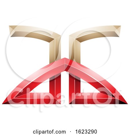Beige or Gold and Red Bridged Letters a and G by cidepix
