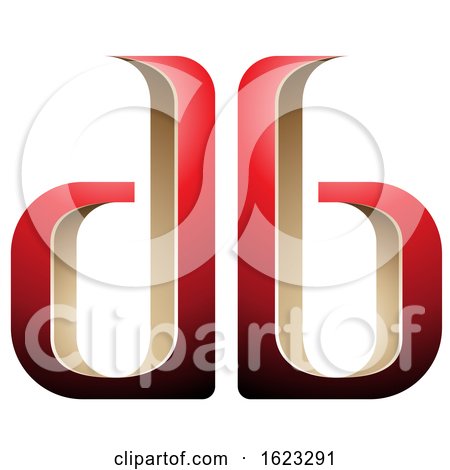 Beige or Gold and Red Mirroed Letters D and B by cidepix
