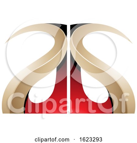 Red and Beige or Gold Curvy Letters a and G by cidepix