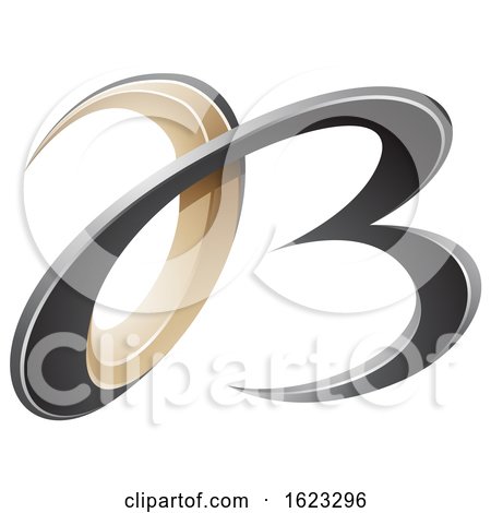 Black and Beige or Gold 3d Curly Letters a and B by cidepix