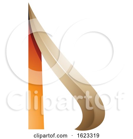 Beige or Gold and Orange Arrow like Letter D by cidepix