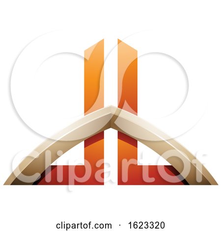Orange and Beige Bridged Skyscraper like Letters D and B by cidepix