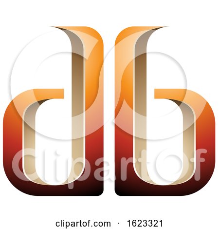 Beige or Gold and Orange Mirroed Letters D and B by cidepix