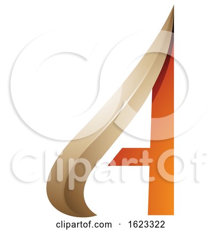 Beige or Gold and Orange Arrow like Letter a by cidepix