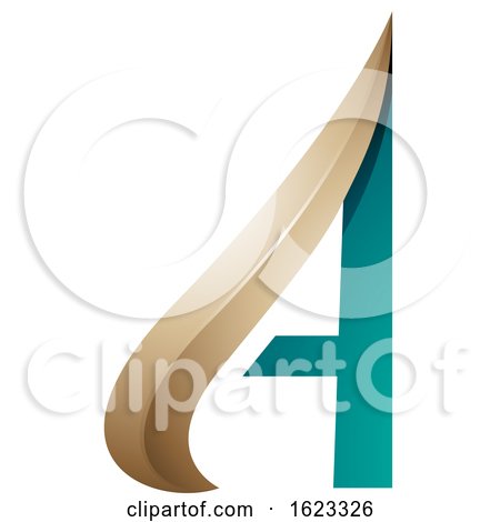 Beige or Gold and Turquoise Arrow like Letter a by cidepix